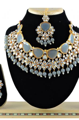 Grey designer function wear ad necklace set