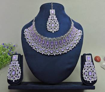 Purple designer function wear ad necklace set 1