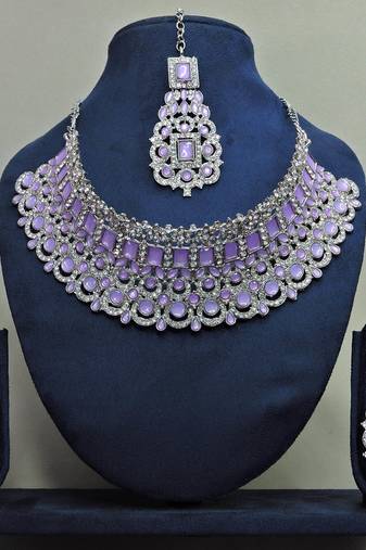 Purple designer function wear ad necklace set