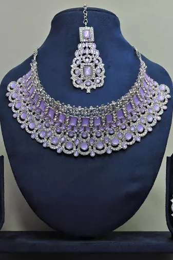 Purple designer function wear ad necklace set
