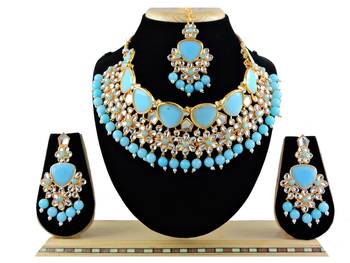 Turquoise designer function wear ad necklace set 1