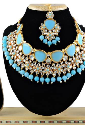 Turquoise designer function wear ad necklace set