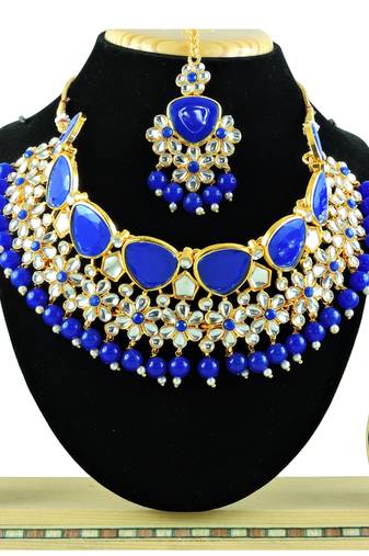 Blue designer function wear ad necklace set