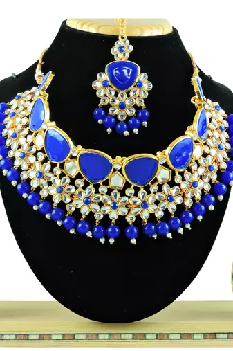 Blue designer function wear ad necklace set