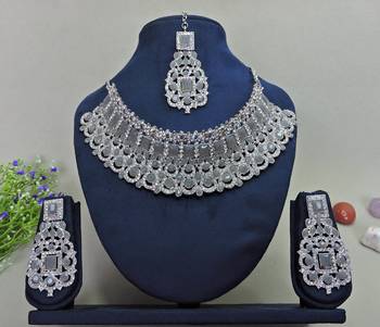 Grey designer function wear ad necklace set 1