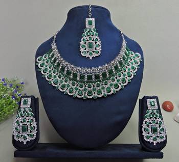 Green designer function wear ad necklace set 1