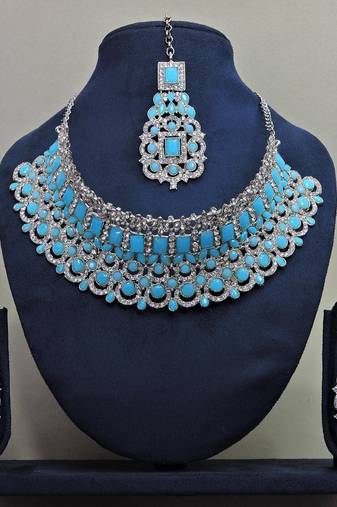 Turquoise designer function wear ad necklace set