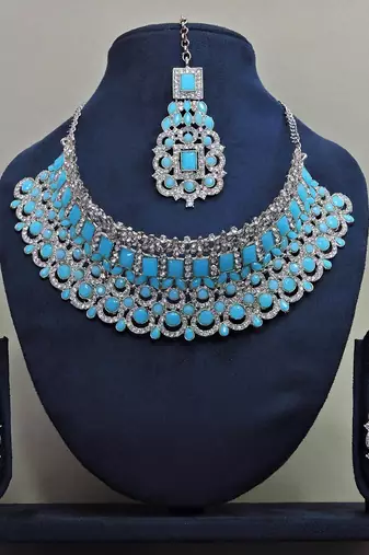 Turquoise designer function wear ad necklace set