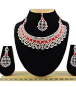 Red designer function wear ad necklace set