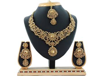 Gold designer function wear ad necklace set 1