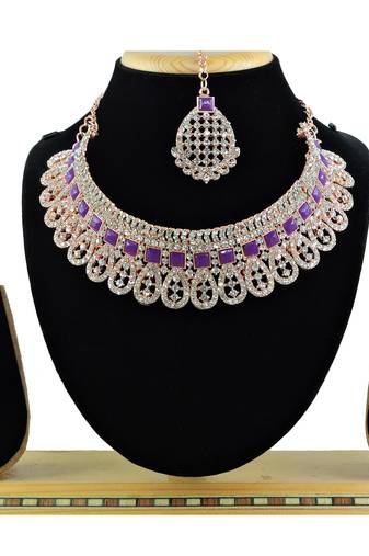 Purple designer function wear ad necklace set