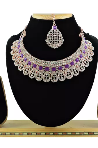 Purple designer function wear ad necklace set