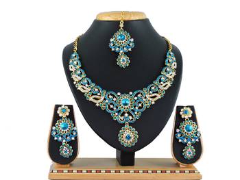 Turquoise designer function wear ad necklace set 1