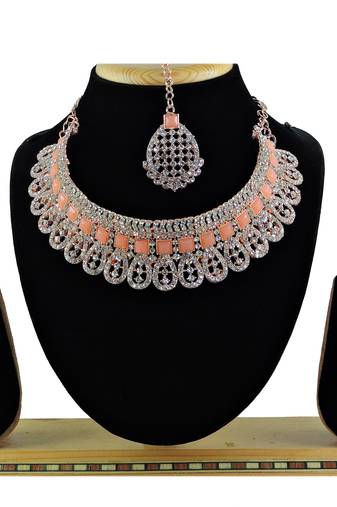 Orange designer function wear ad necklace set