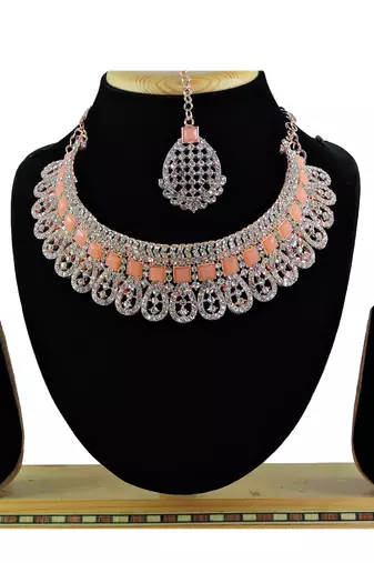 Orange designer function wear ad necklace set