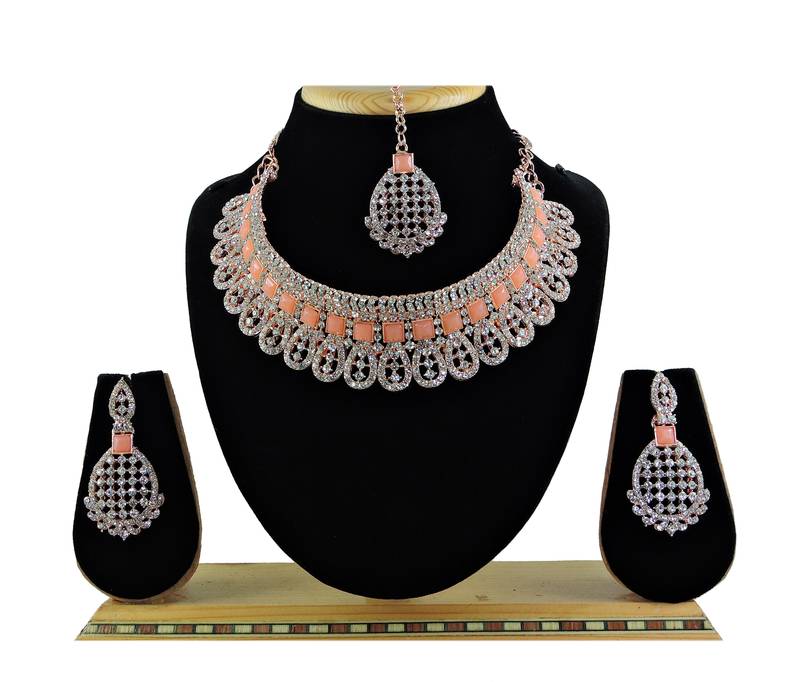 Orange designer function wear ad necklace set