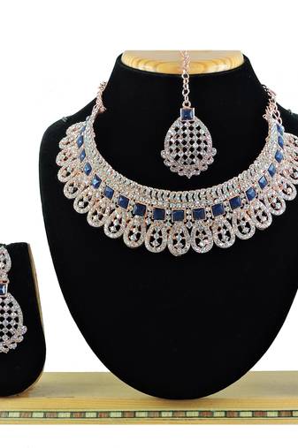 Blue designer function wear ad necklace set
