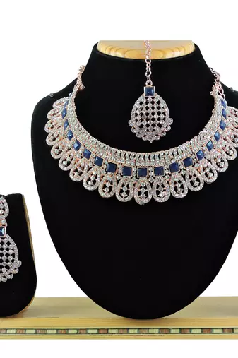 Blue designer function wear ad necklace set