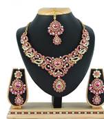 Pink designer function wear ad necklace set