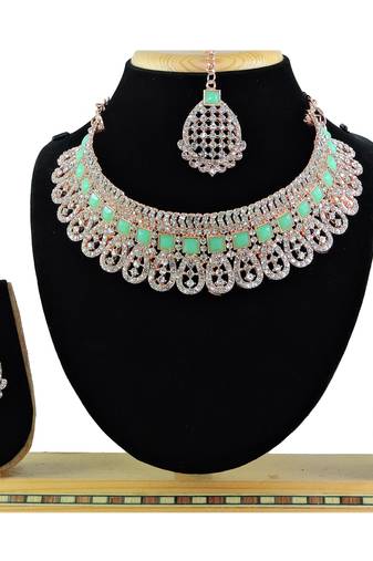 Green designer function wear ad necklace set