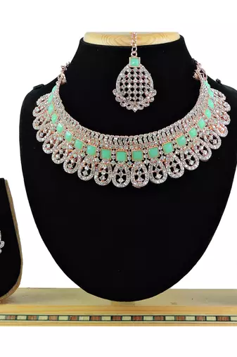 Green designer function wear ad necklace set