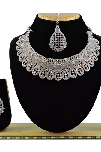 Grey designer function wear ad necklace set