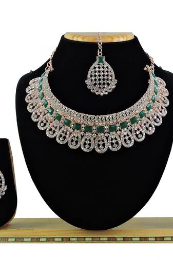 Green designer function wear ad necklace set