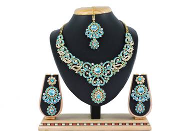 Turquoise designer function wear ad necklace set 1