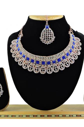 Blue designer function wear ad necklace set