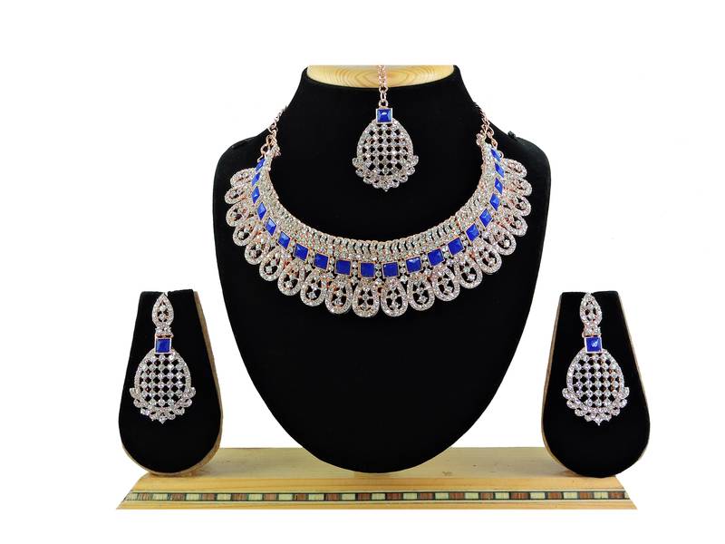 Blue designer function wear ad necklace set