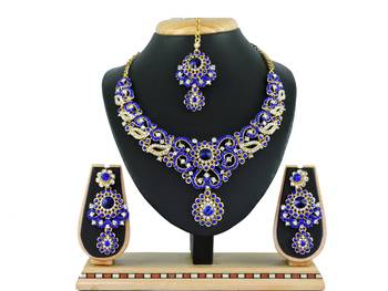 Blue designer function wear ad necklace set 1