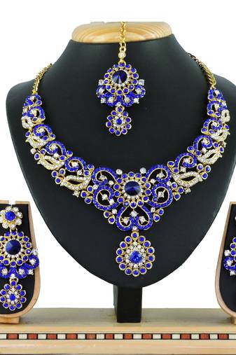 Blue designer function wear ad necklace set