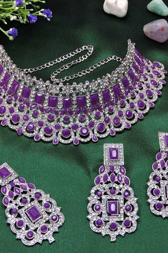 Purple designer function wear ad necklace set
