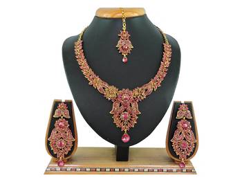 Pink designer function wear ad necklace set 1