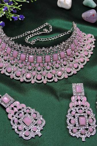 Pink designer function wear ad necklace set