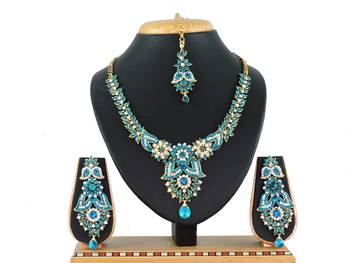 Turquoise designer function wear ad necklace set 1