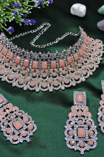 Orange designer function wear ad necklace set