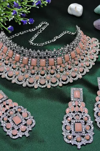 Orange designer function wear ad necklace set