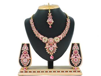 Pink designer function wear ad necklace set 1