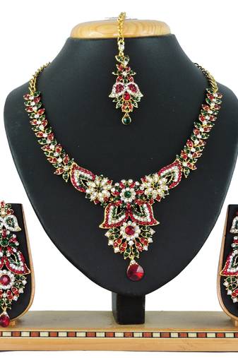 Multicolor designer function wear ad necklace set