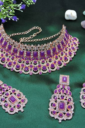 Purple designer function wear ad necklace set