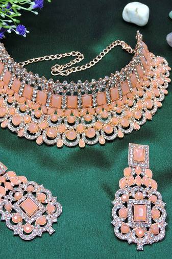 Orange designer function wear ad necklace set