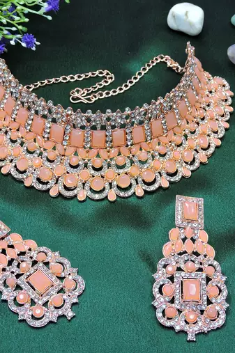 Orange designer function wear ad necklace set