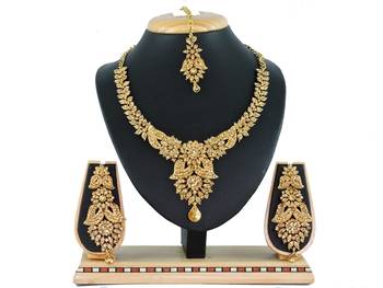 Gold designer function wear ad necklace set 1