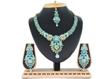 Turquoise designer function wear ad necklace set 1