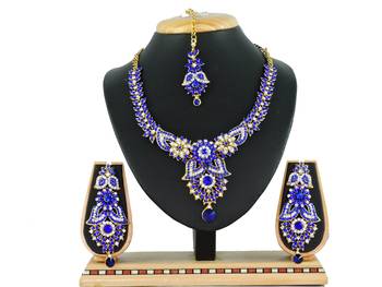 Blue designer function wear ad necklace set 1