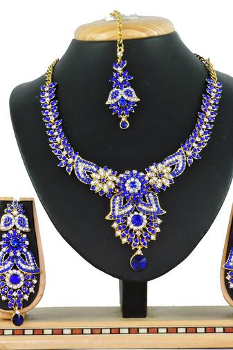 Blue designer function wear ad necklace set