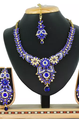 Blue designer function wear ad necklace set