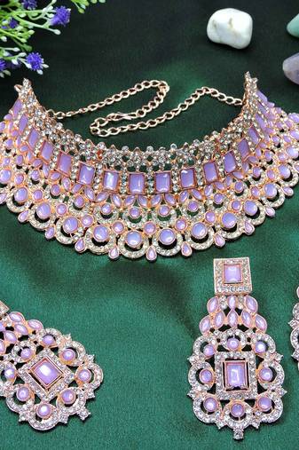 Purple designer function wear ad necklace set