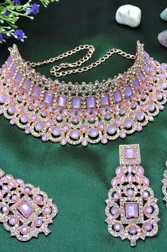 Purple designer function wear ad necklace set